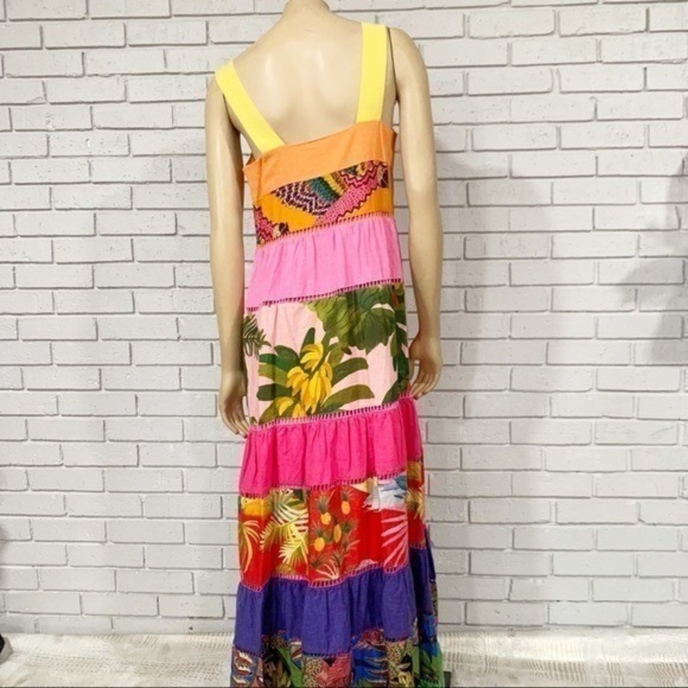 FARM Rio Multicolor Patchwork Maxi Dress - Yellow, Orange, Pink, Green, Purple - Picture 11 of 12